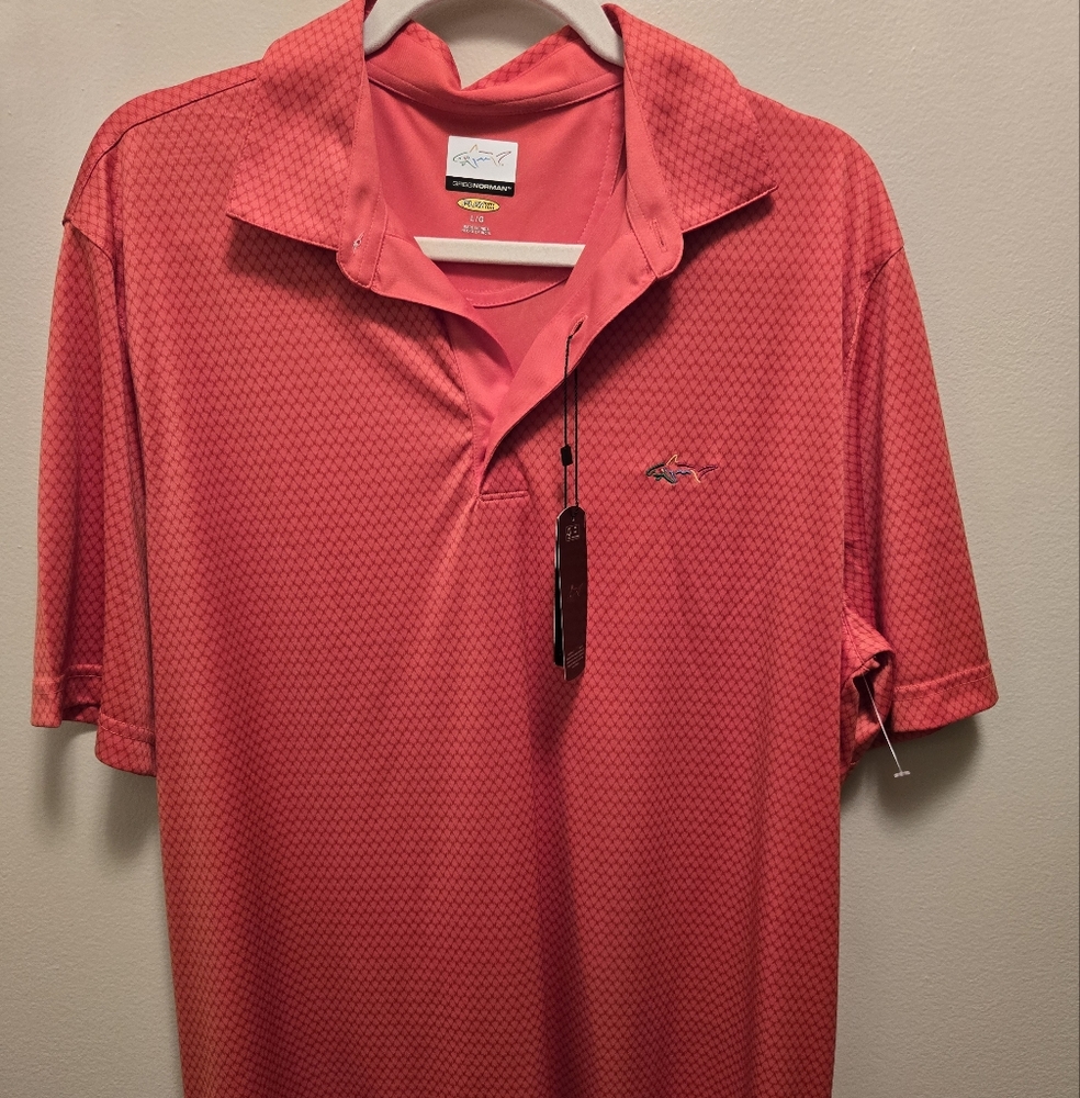 Greg Norman Play Dry Polo Golf Shirt Rose Peach Color